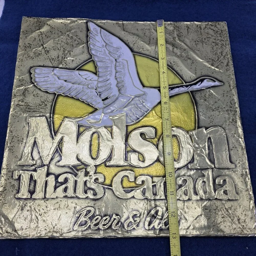Vintage MOLSON Canada Beer Ale ADVERTISING SIGN Alum Micaboard 13×13 Bar Decor - Picture 6 of 6